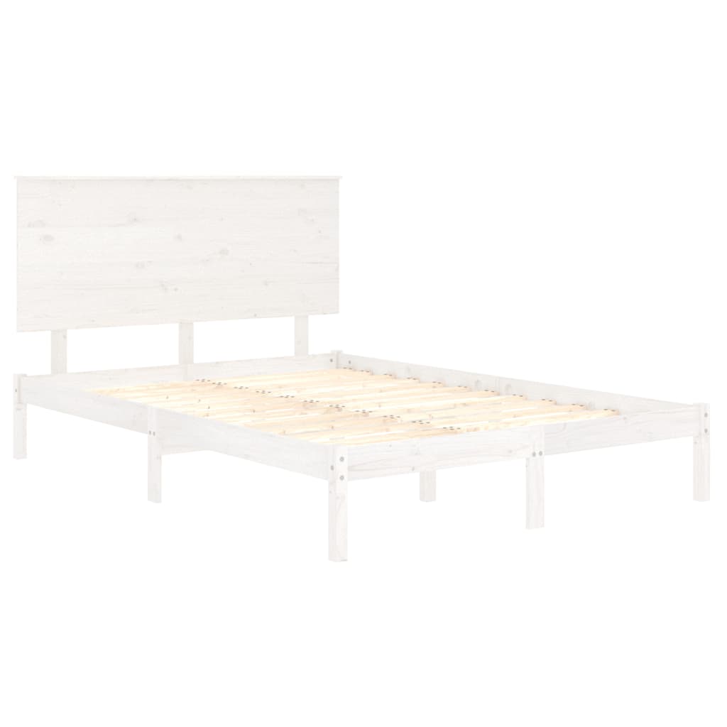 fehér tömör fenyőfa ágy matrac nélkül 140x190 cm