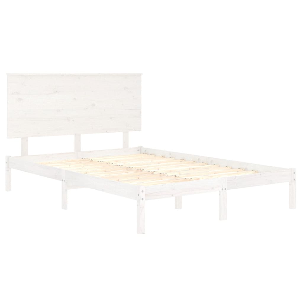 fehér tömör fenyőfa ágy matrac nélkül 120 x 200 cm