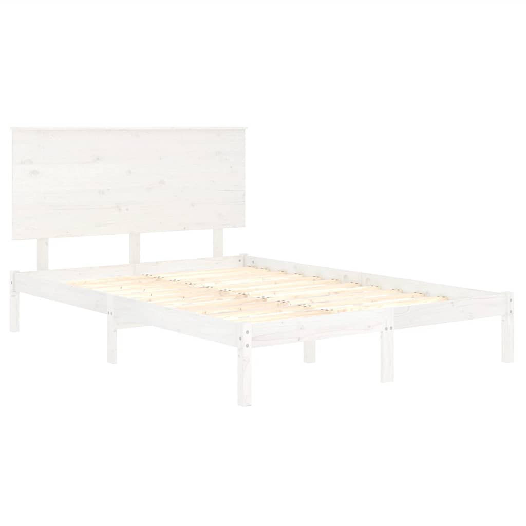 fehér tömör fenyőfa ágy matrac nélkül 140 x 200 cm