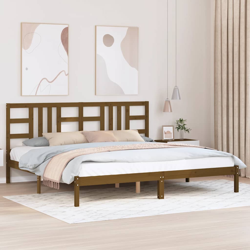 mézbarna tömör fa ágykeret 200 x 200 cm