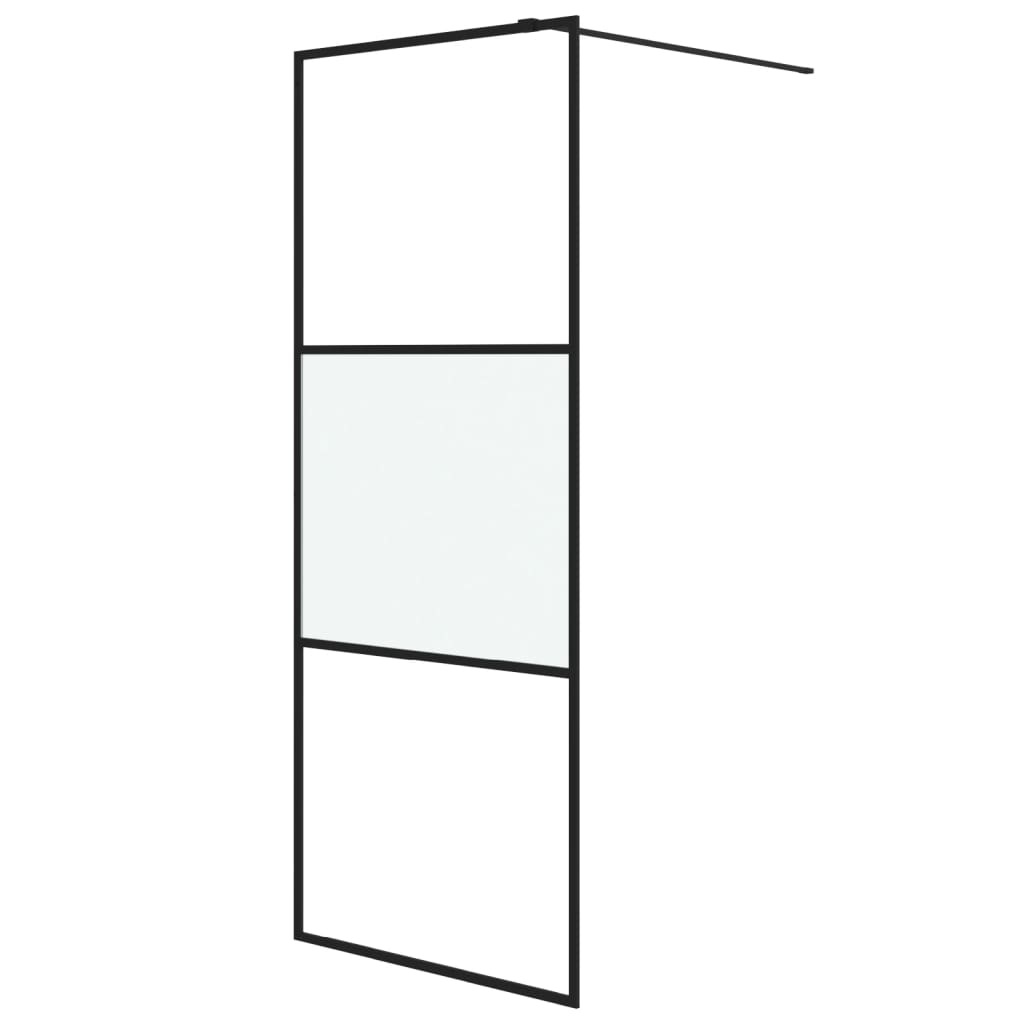 fekete selyemmatt ESG üveg zuhanyfal 80 x 195 cm