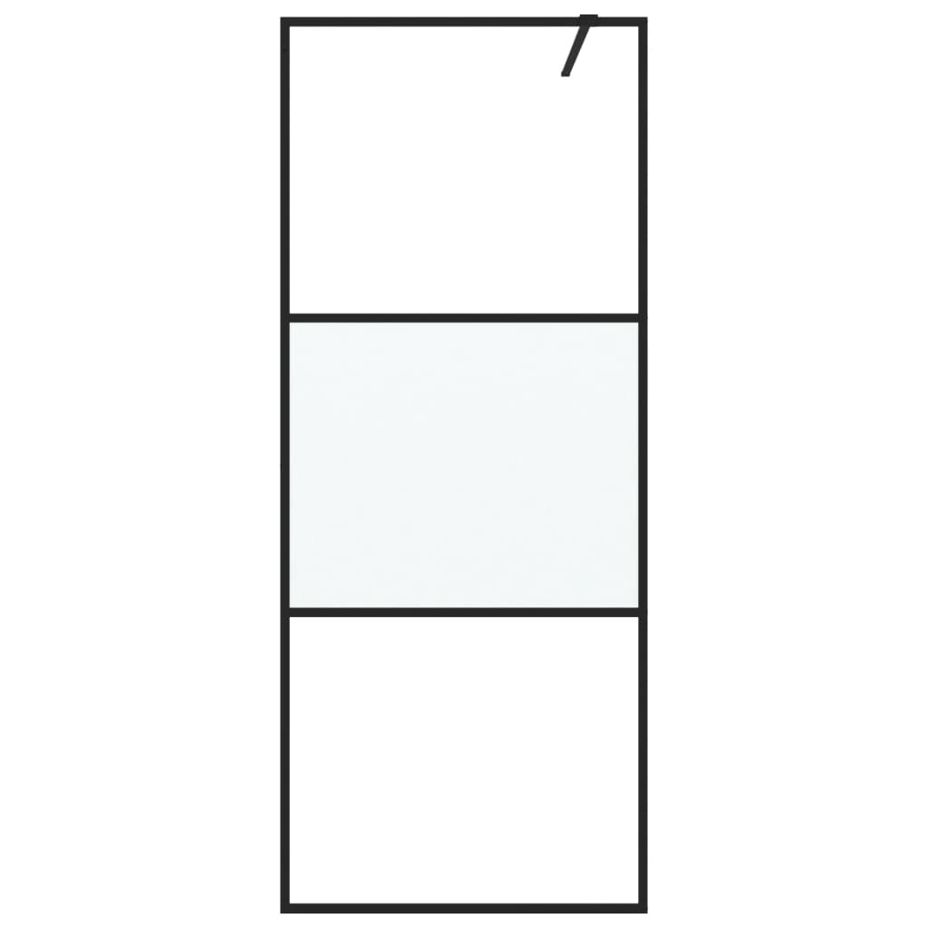 fekete selyemmatt ESG üveg zuhanyfal 80 x 195 cm