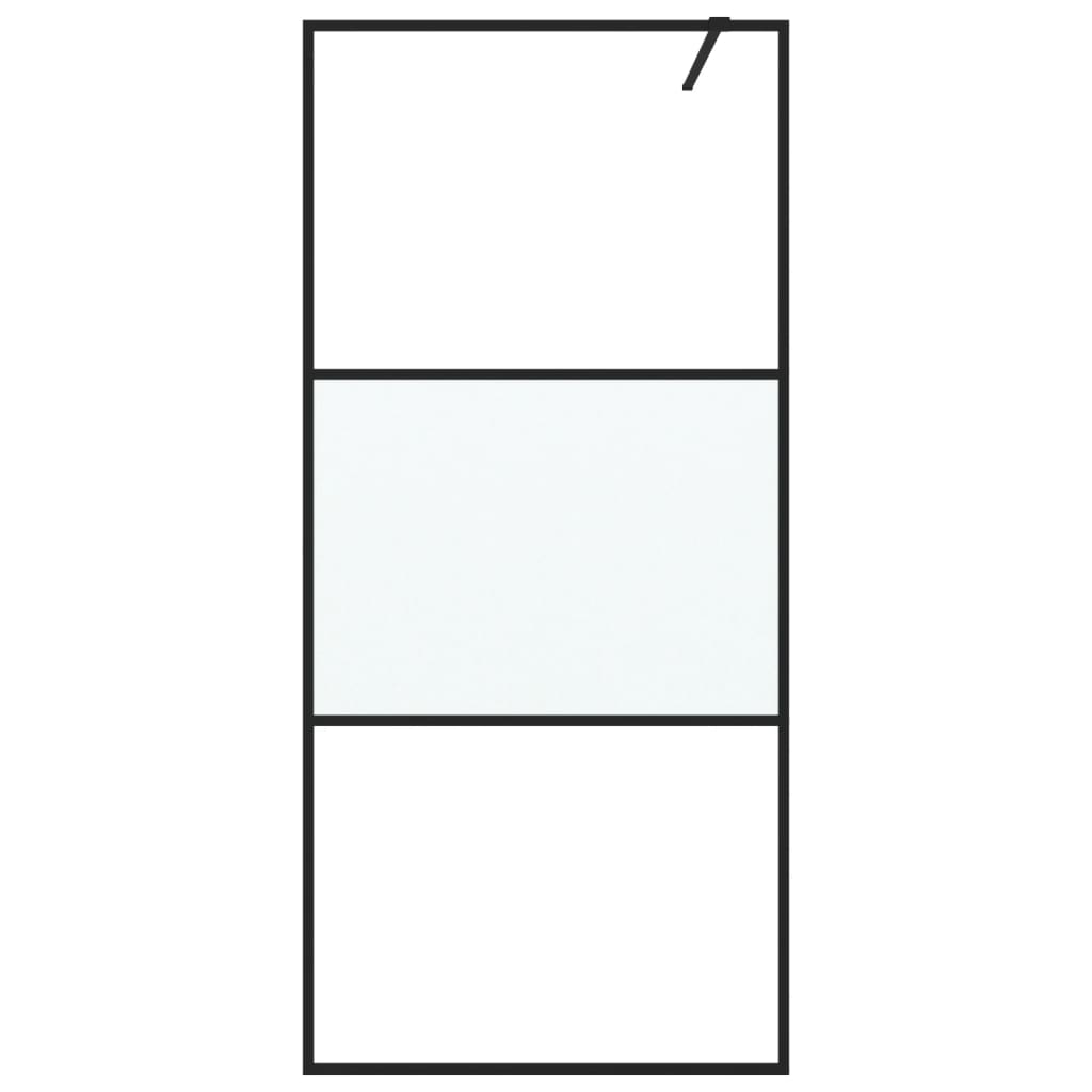 fekete selyemmatt ESG üveg zuhanyfal 90 x 195 cm