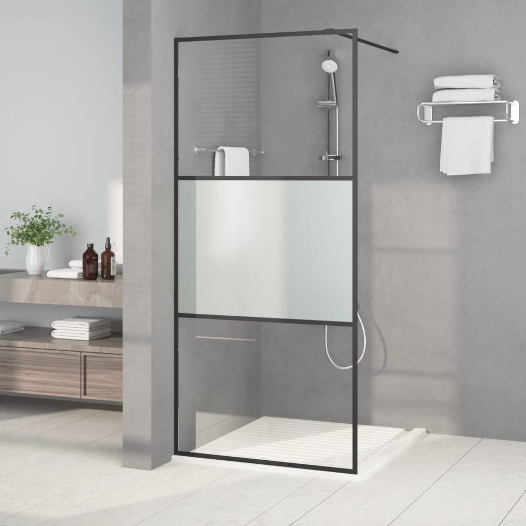 fekete selyemmatt ESG üveg zuhanyfal 90 x 195 cm