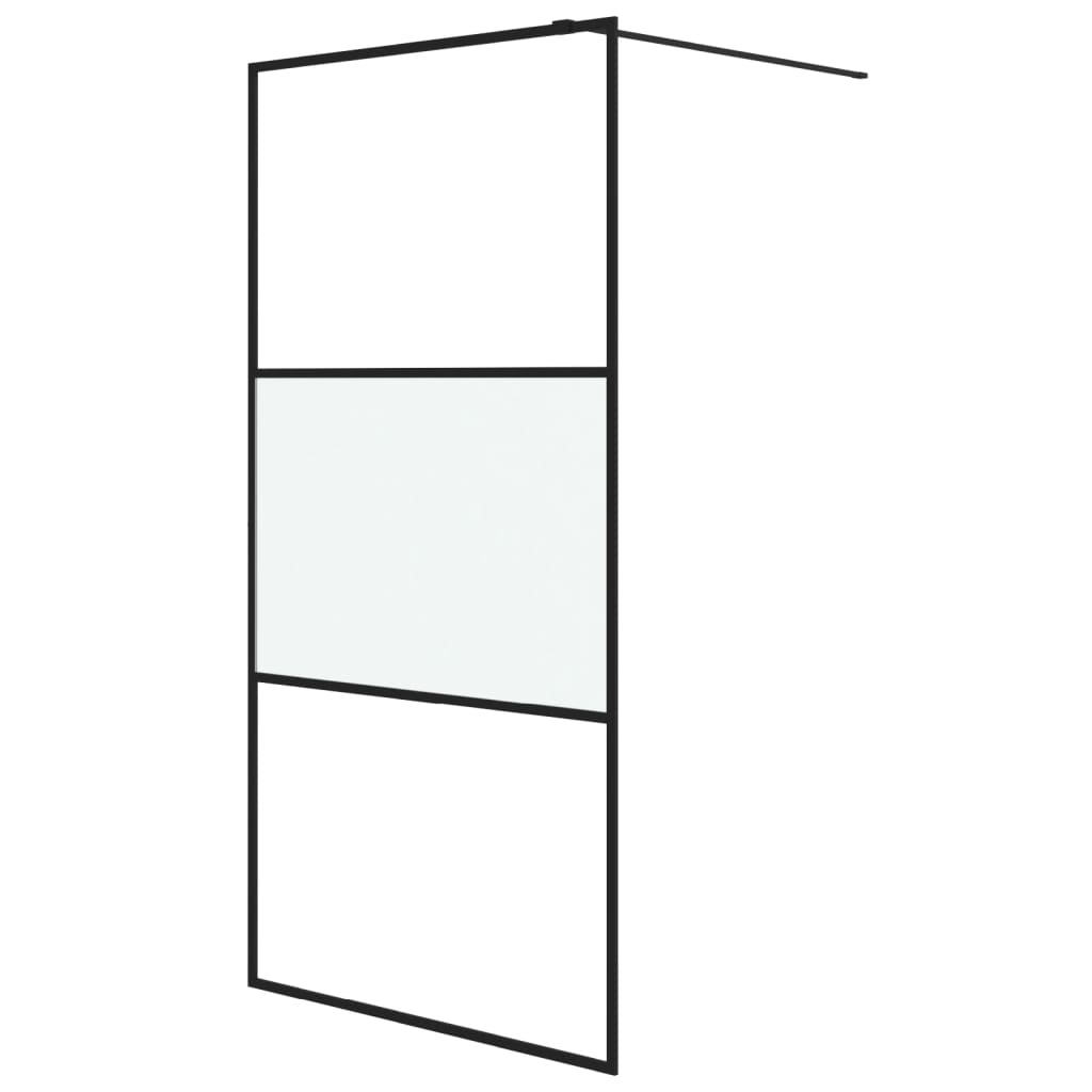 fekete selyemmatt ESG üveg zuhanyfal 100 x 195 cm