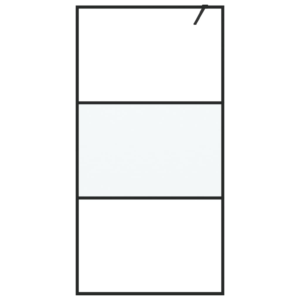 fekete selyemmatt ESG üveg zuhanyfal 100 x 195 cm