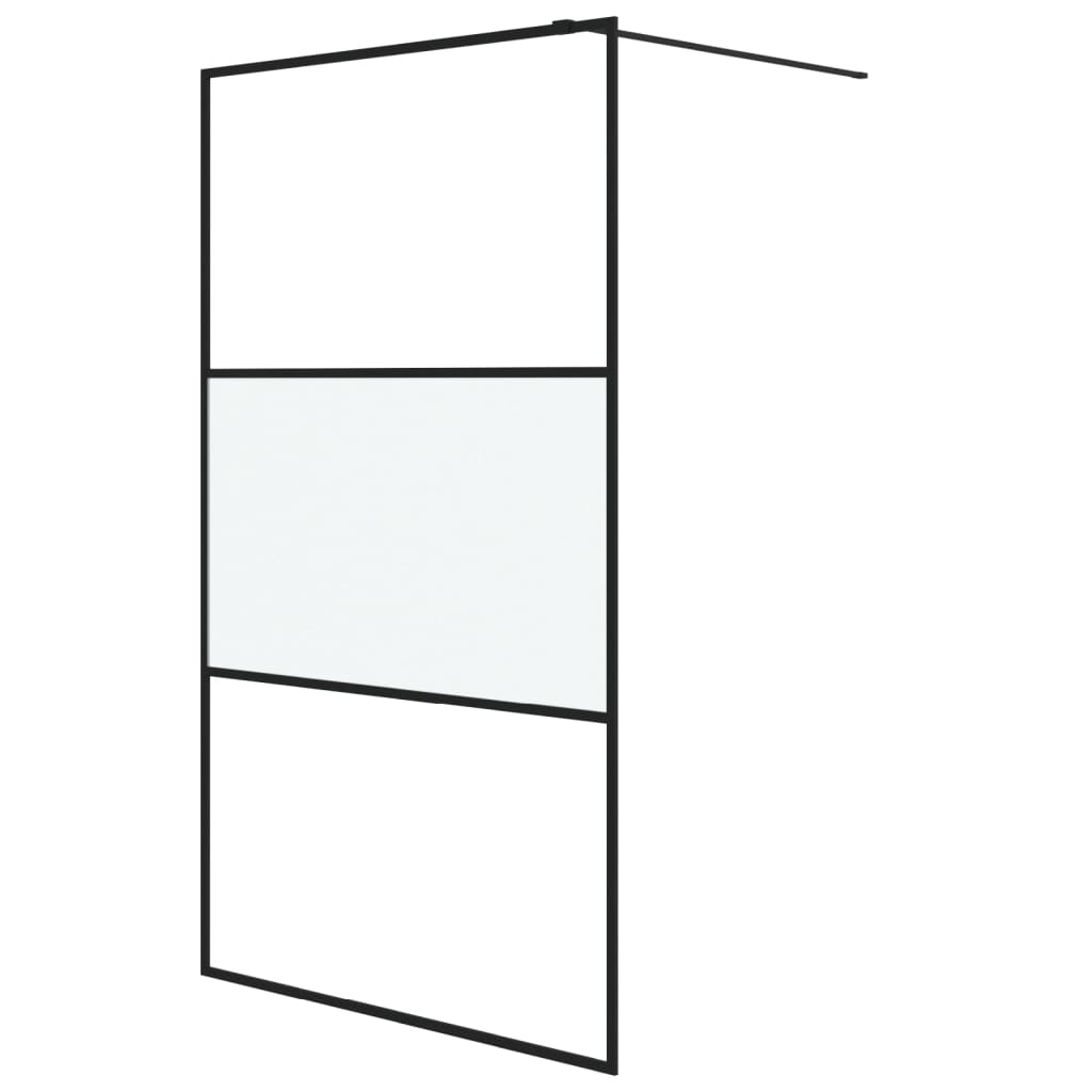 fekete selyemmatt ESG üveg zuhanyfal 115x195 cm