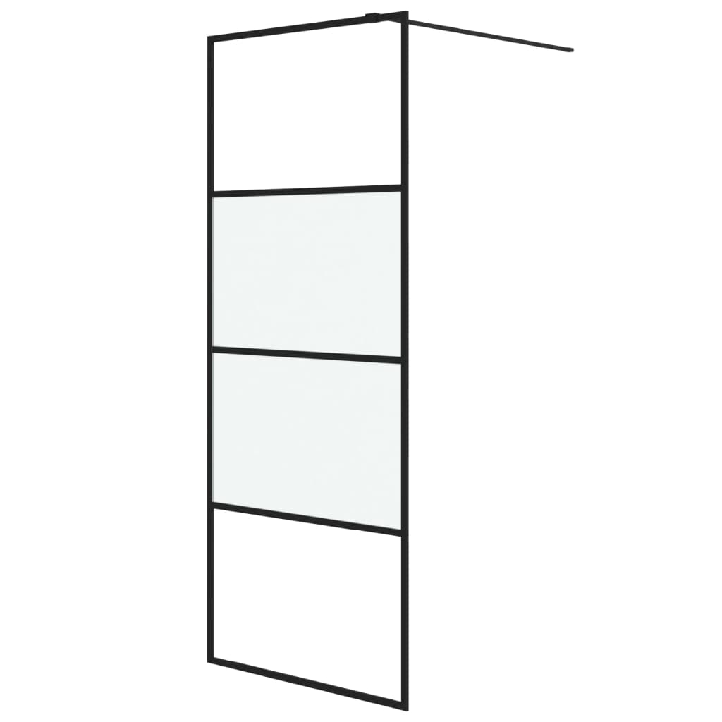 fekete selyemmatt ESG üveg zuhanyfal 80 x 195 cm