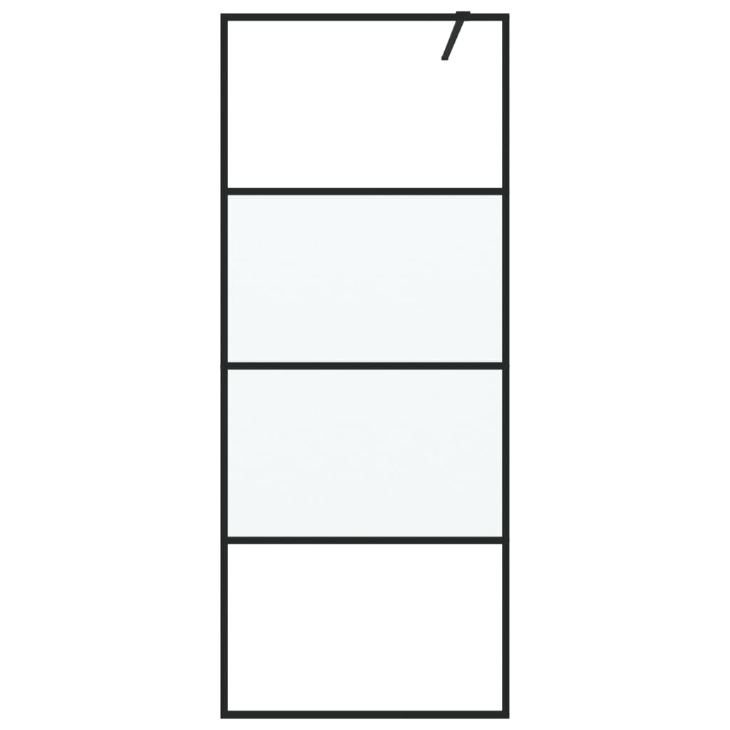 fekete selyemmatt ESG üveg zuhanyfal 80 x 195 cm
