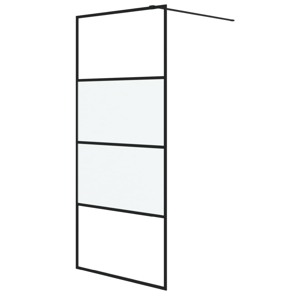 fekete selyemmatt ESG üveg zuhanyfal 90 x 195 cm