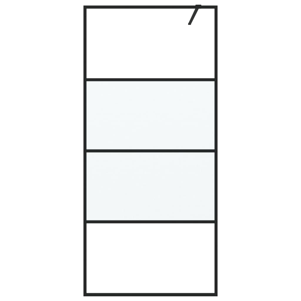 fekete selyemmatt ESG üveg zuhanyfal 90 x 195 cm
