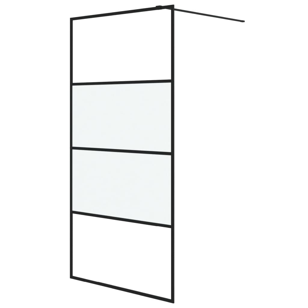 fekete selyemmatt ESG üveg zuhanyfal 100 x 195 cm