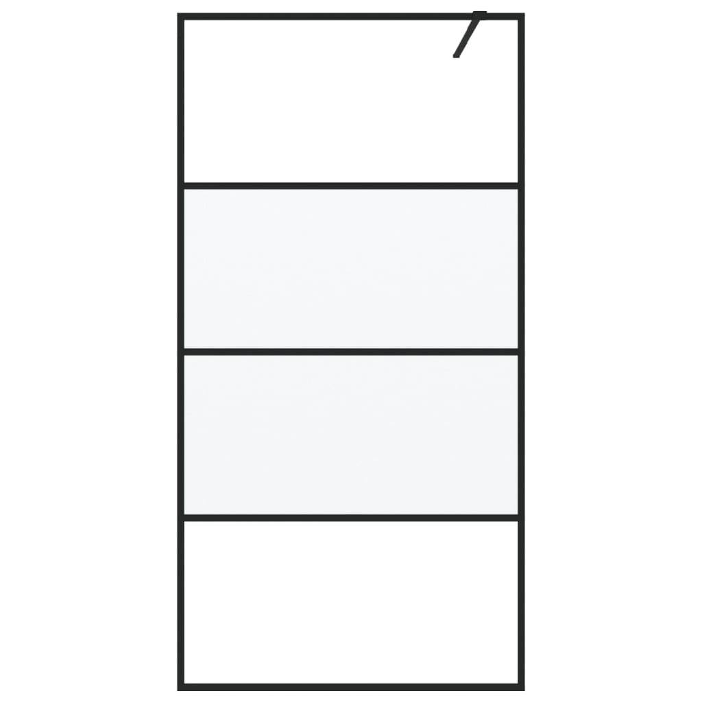 fekete selyemmatt ESG üveg zuhanyfal 100 x 195 cm