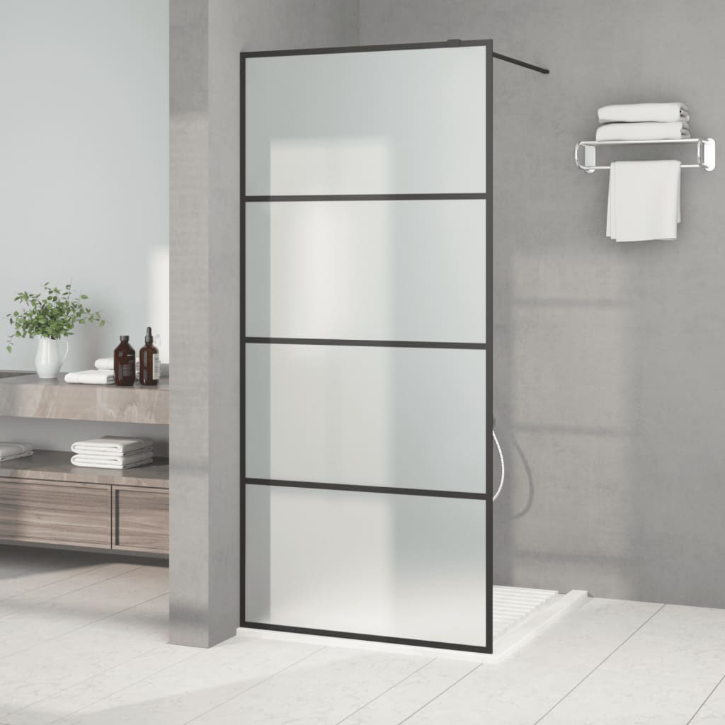 fekete ESG tejüveg zuhanyfal küszöb nélküli zuhanyhoz 90x195 cm