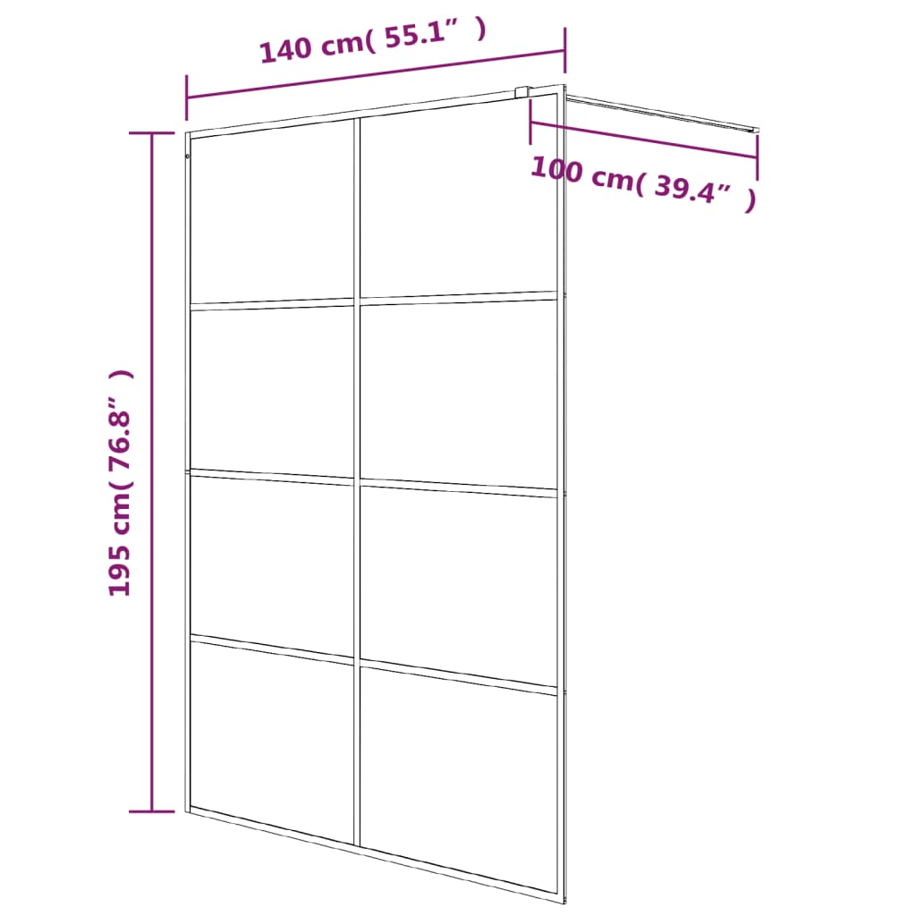 fekete ESG tejüveg zuhanyfal 140x195 cm