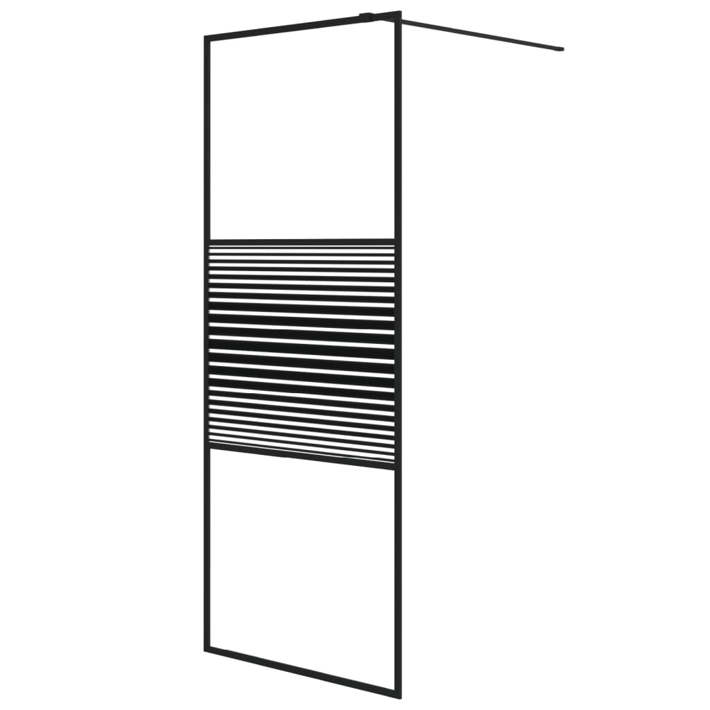 fekete átlátszó ESG üveg zuhanyfal 80x195 cm