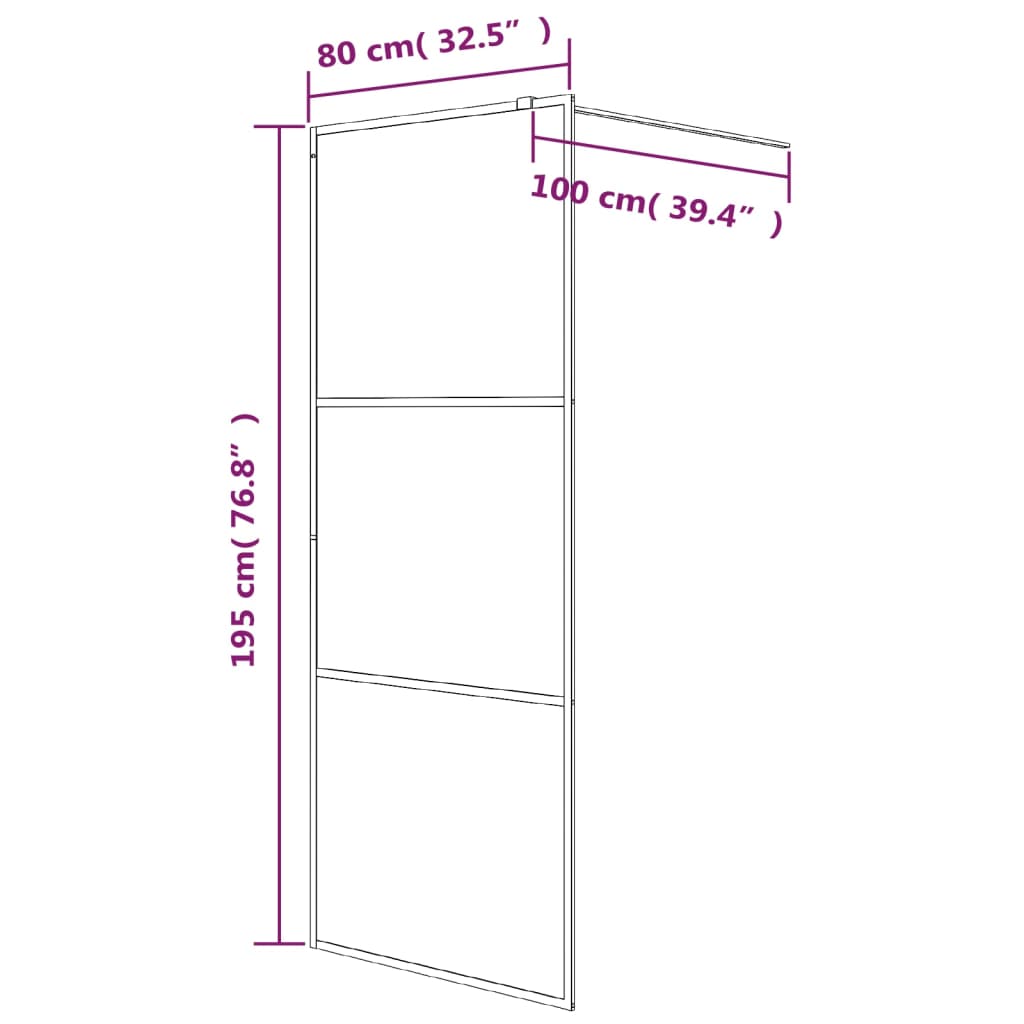 fekete átlátszó ESG üveg zuhanyfal 80x195 cm