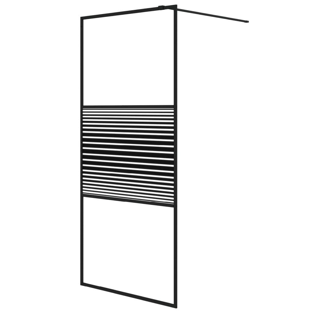 fekete átlátszó ESG üveg zuhanyfal 90x195 cm