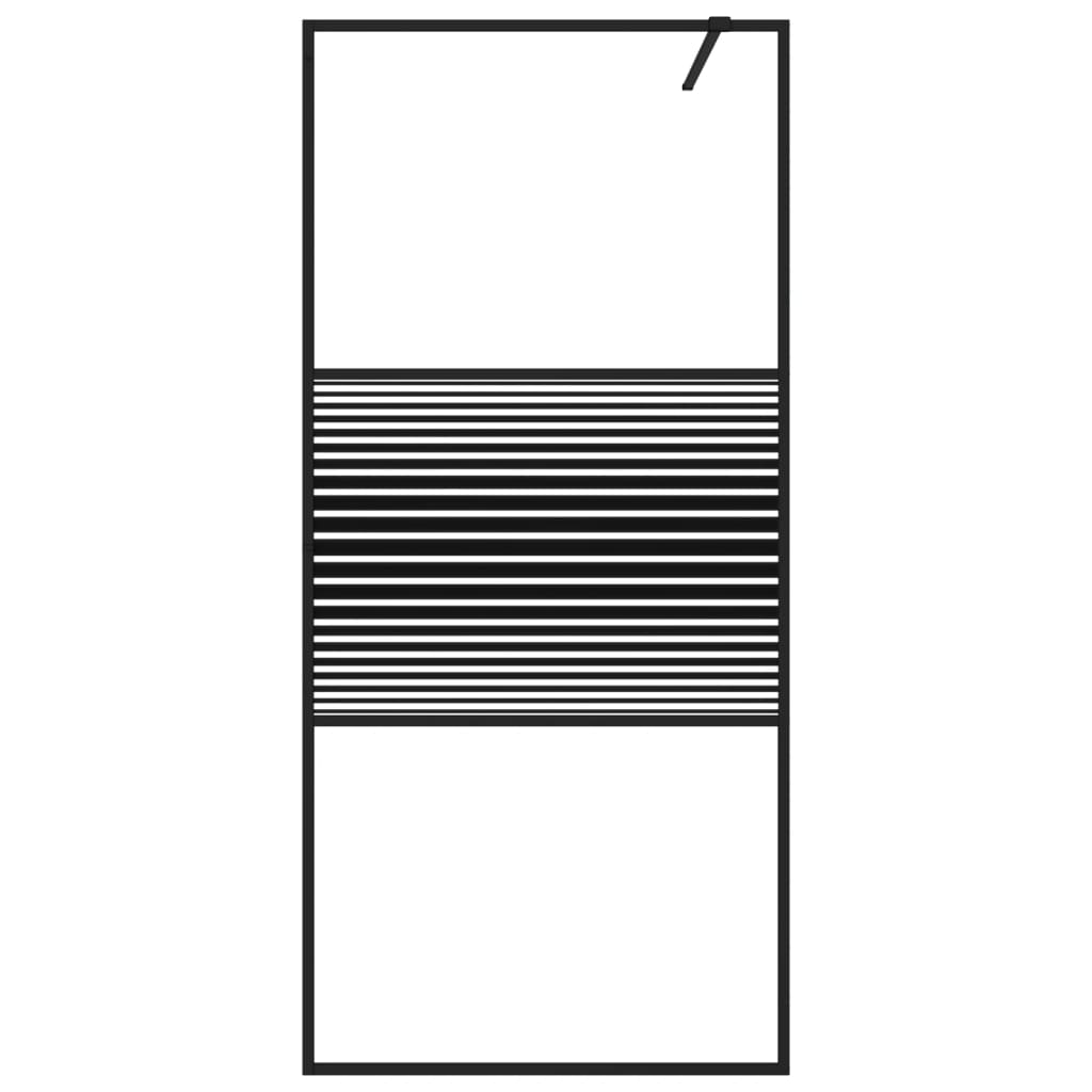 fekete átlátszó ESG üveg zuhanyfal 90x195 cm