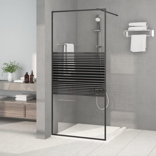 fekete átlátszó ESG üveg zuhanyfal 90x195 cm