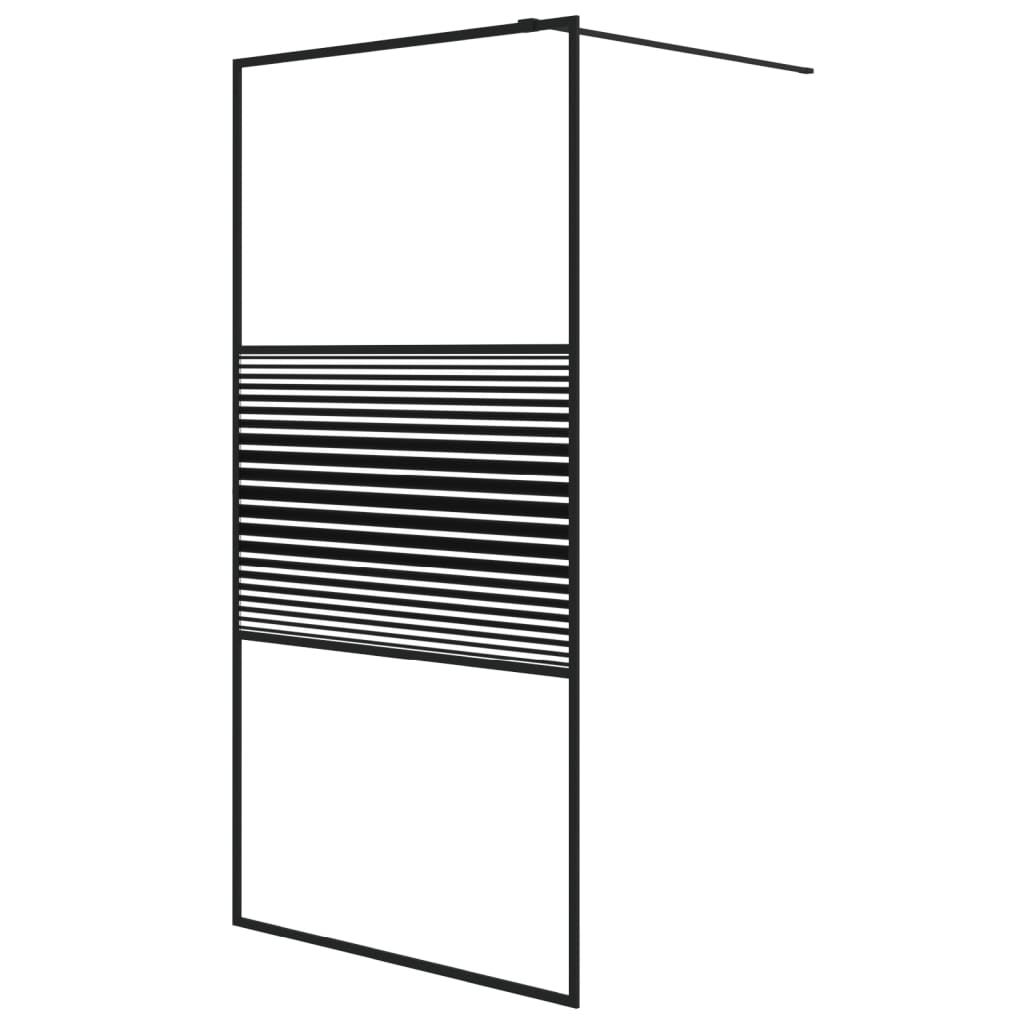 fekete átlátszó ESG üveg zuhanyfal 100 x 195 cm