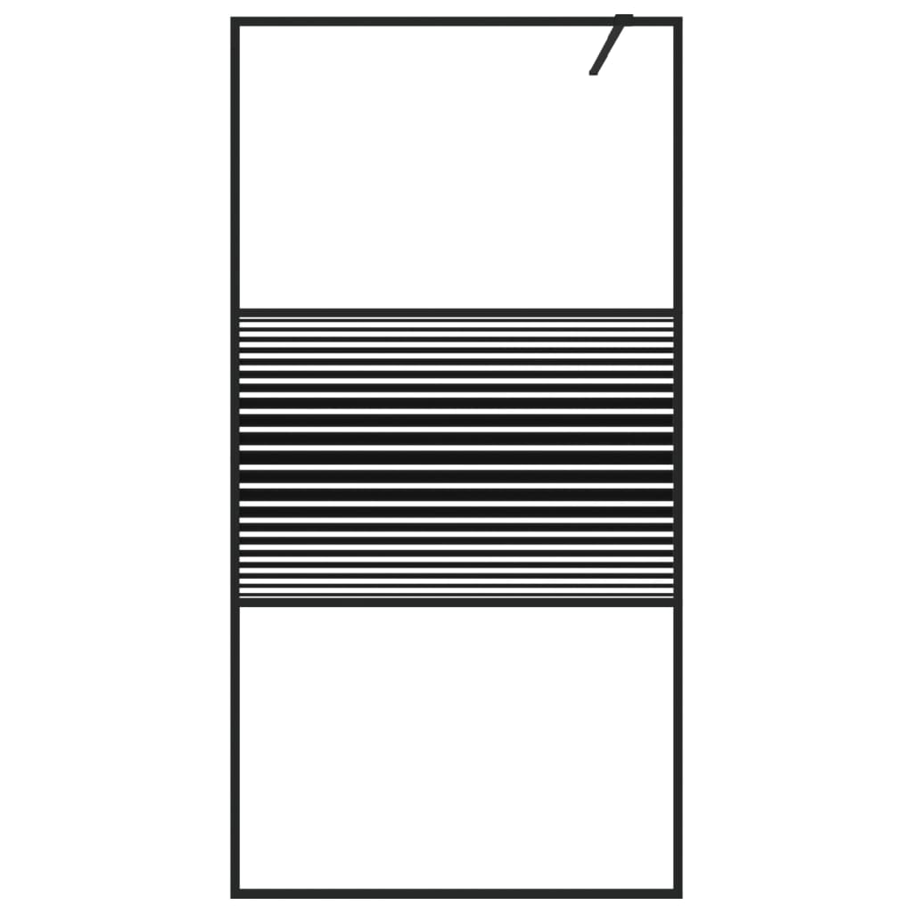 fekete átlátszó ESG üveg zuhanyfal 100 x 195 cm