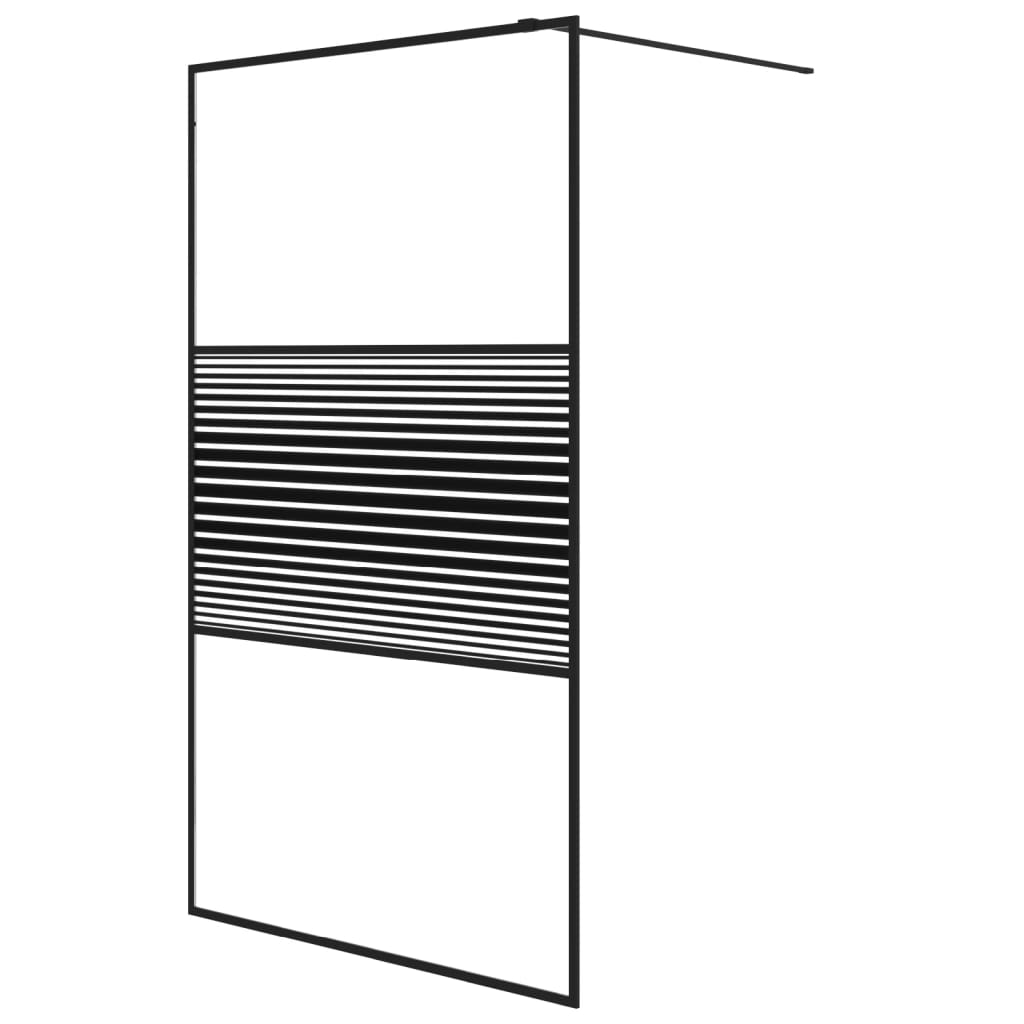 fekete átlátszó ESG üveg zuhanyfal 115 x 195 cm