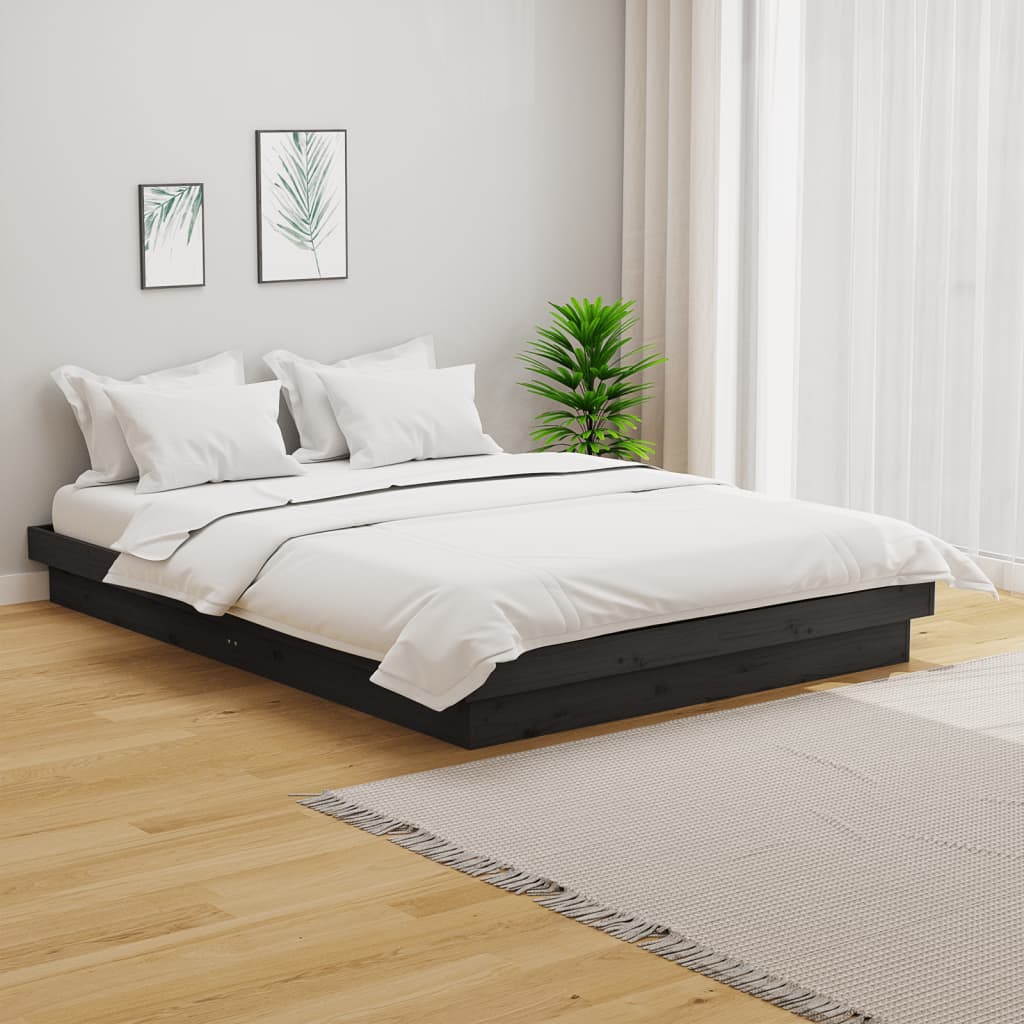 Small Double szürke tömör fa ágykeret 120 x 190 cm