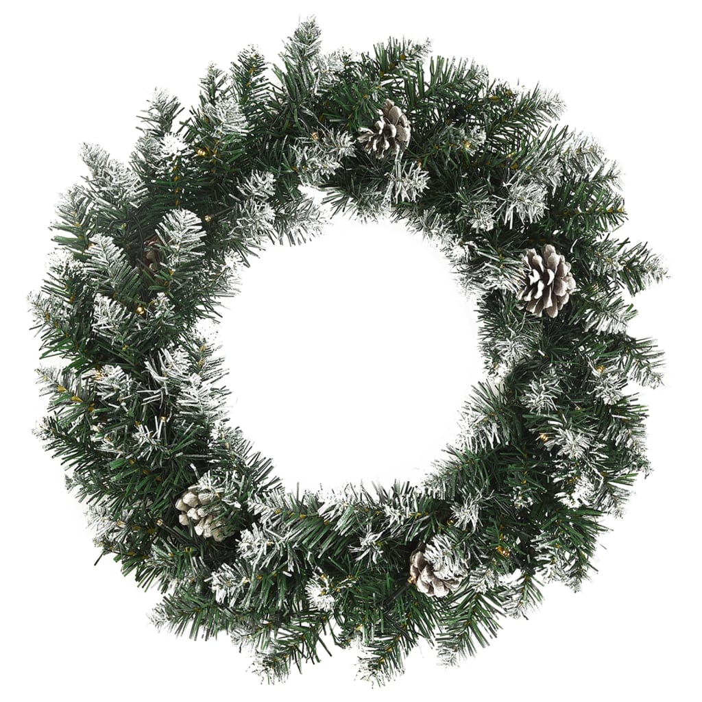 zöld PVC karácsonyi koszorú LED-ekkel 60 cm