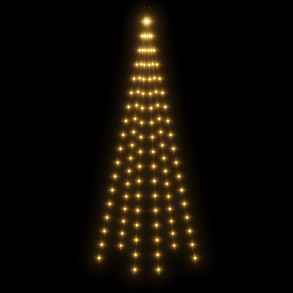 karácsonyfa zászlórúdon 108 meleg fehér LED-del 180 cm