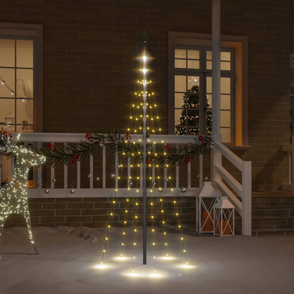 karácsonyfa zászlórúdon 108 meleg fehér LED-del 180 cm