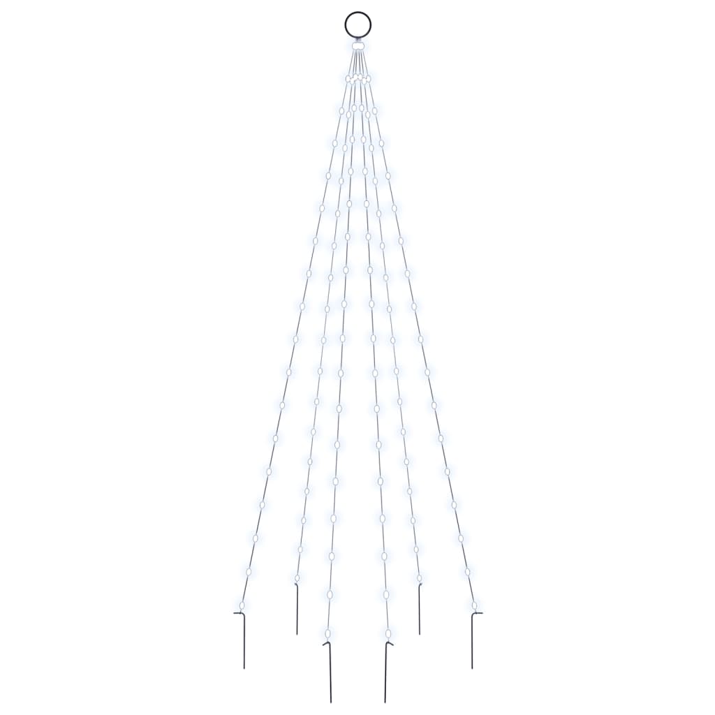 karácsonyfa zászlórúdon 108 hideg fehér LED-del 180 cm