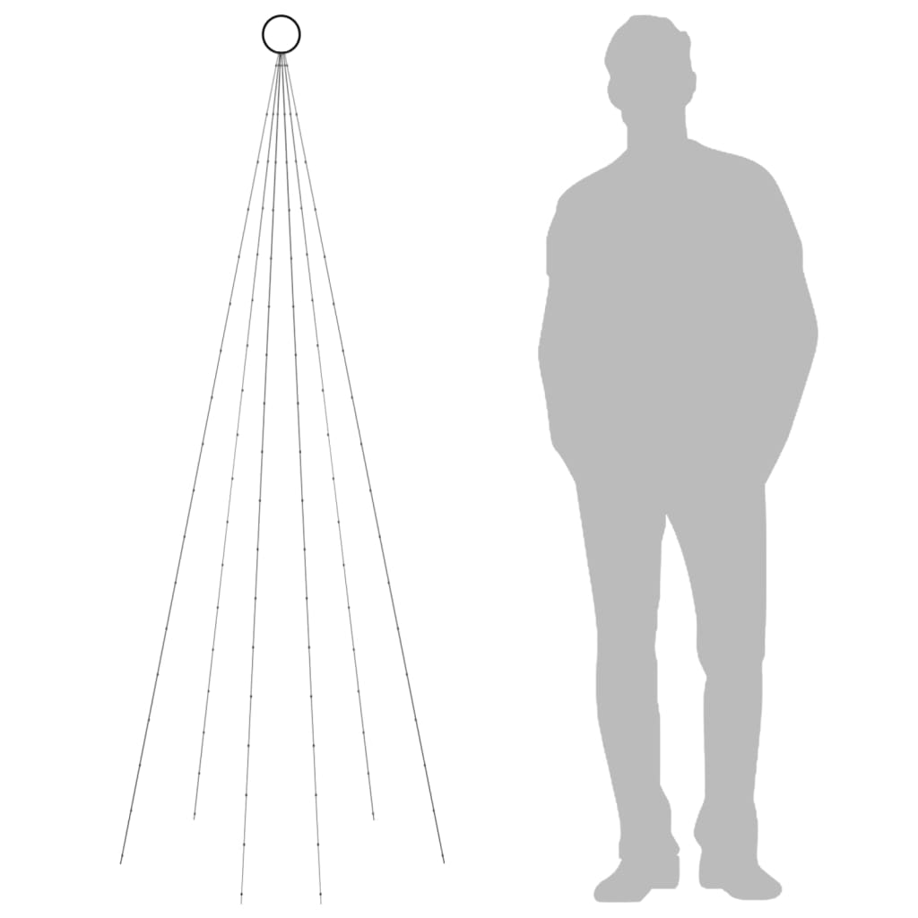 karácsonyfa zászlórúdon 108 hideg fehér LED-del 180 cm