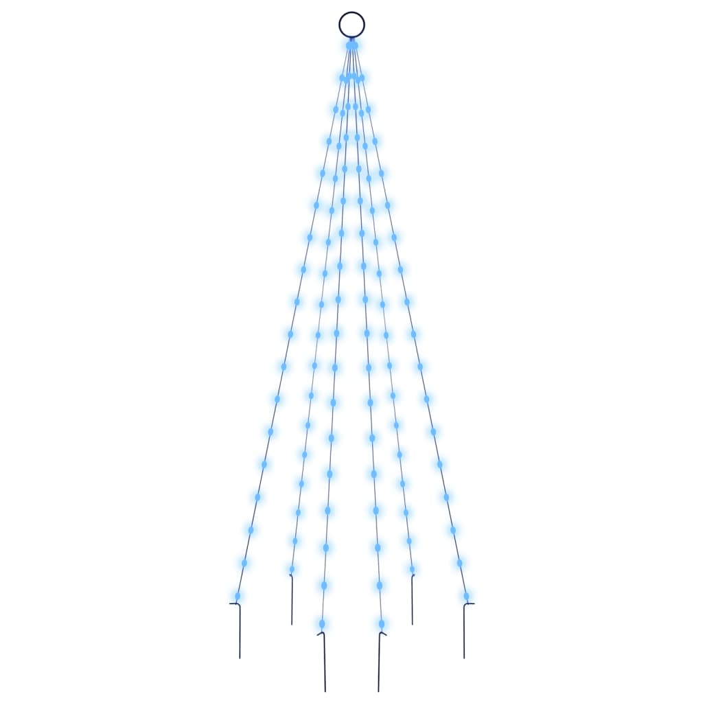 karácsonyfa zászlórúdon 108 kék LED-del 180 cm