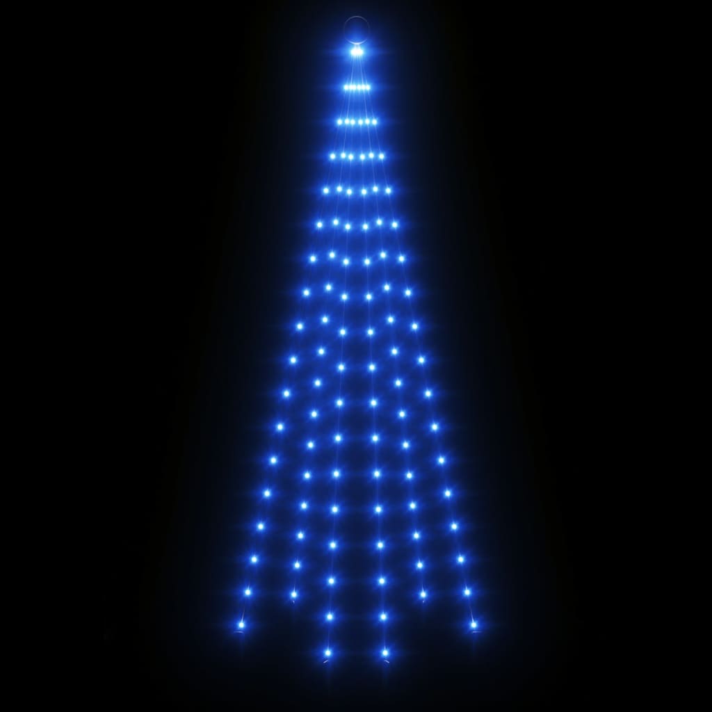 karácsonyfa zászlórúdon 108 kék LED-del 180 cm