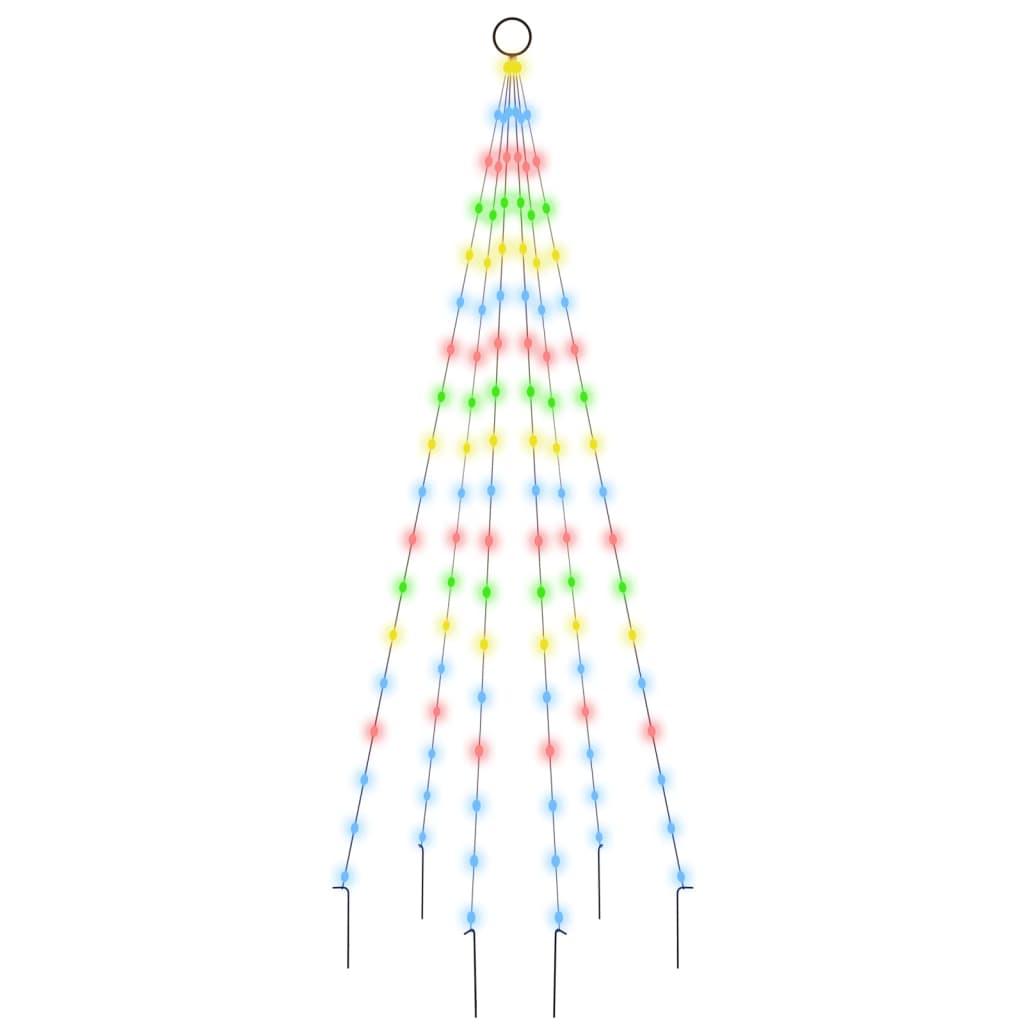 karácsonyfa zászlórúdon 108 színes LED-del 180 cm