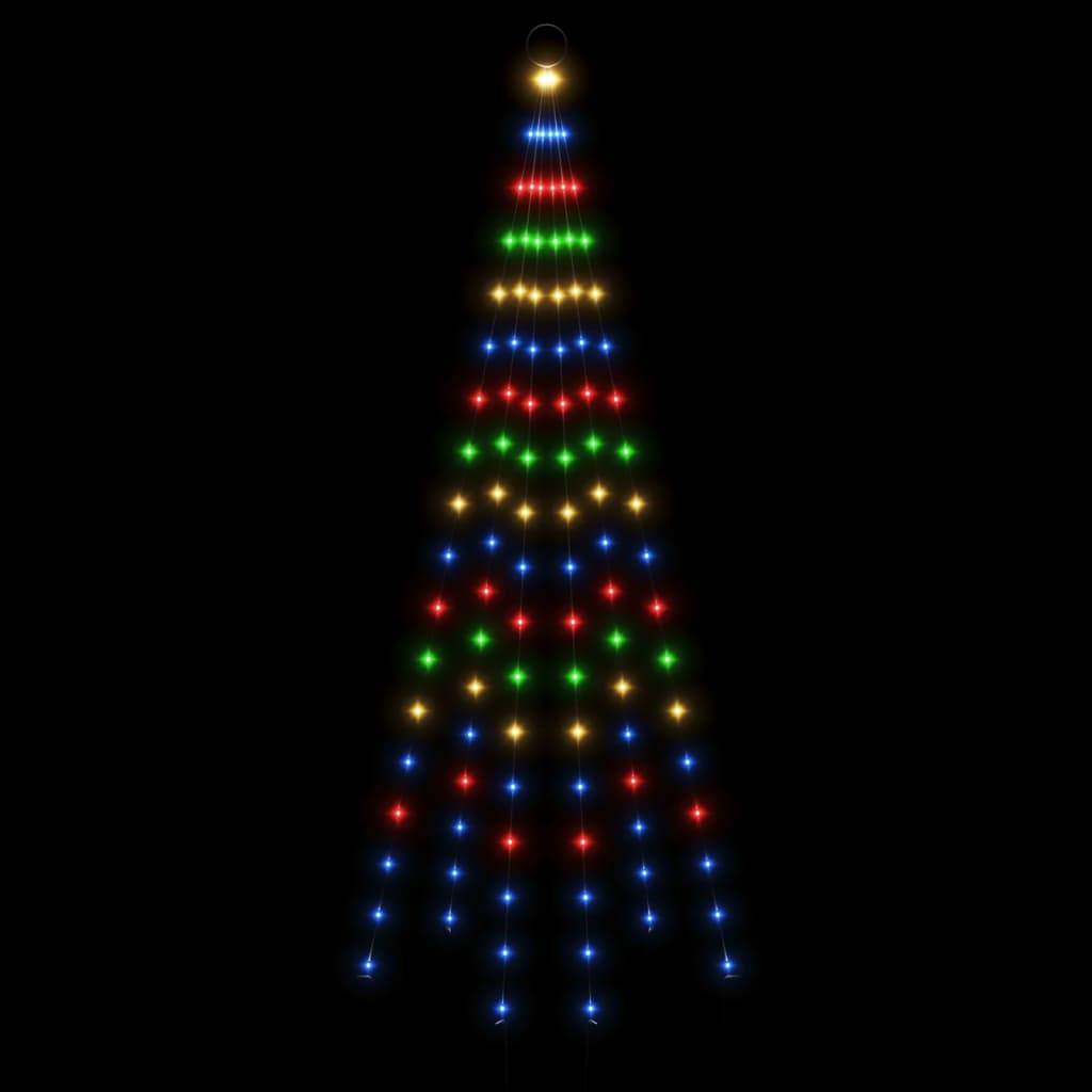 karácsonyfa zászlórúdon 108 színes LED-del 180 cm