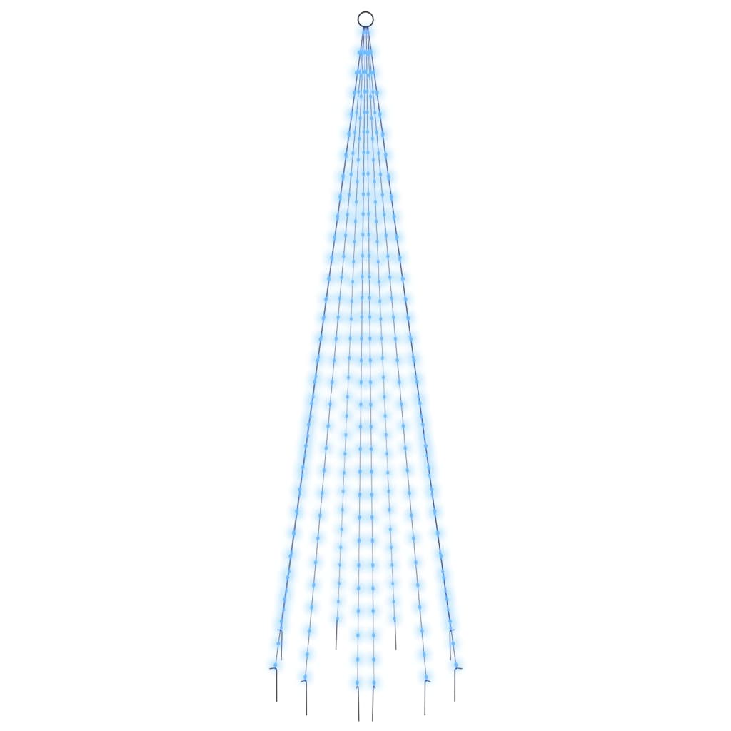 karácsonyfa zászlórúdon 310 kék LED-del 300 cm