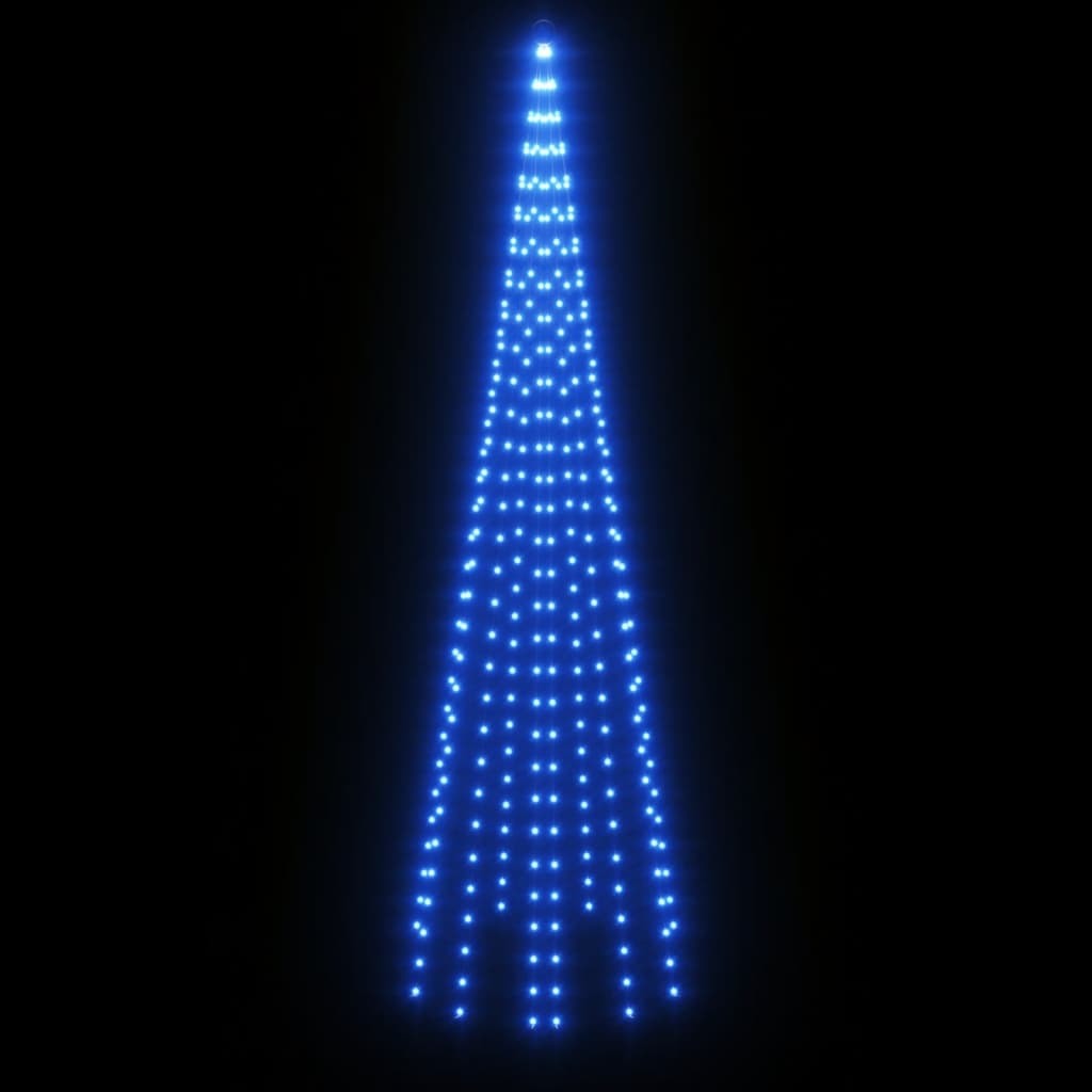 karácsonyfa zászlórúdon 310 kék LED-del 300 cm