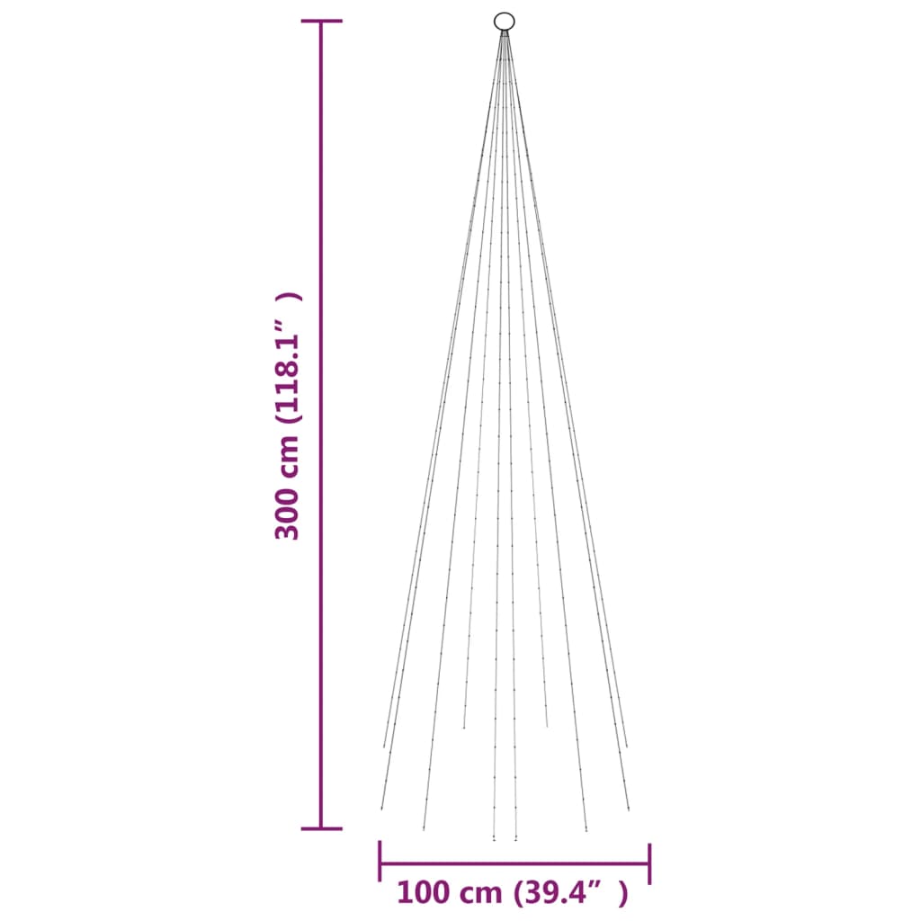 karácsonyfa zászlórúdon 310 kék LED-del 300 cm