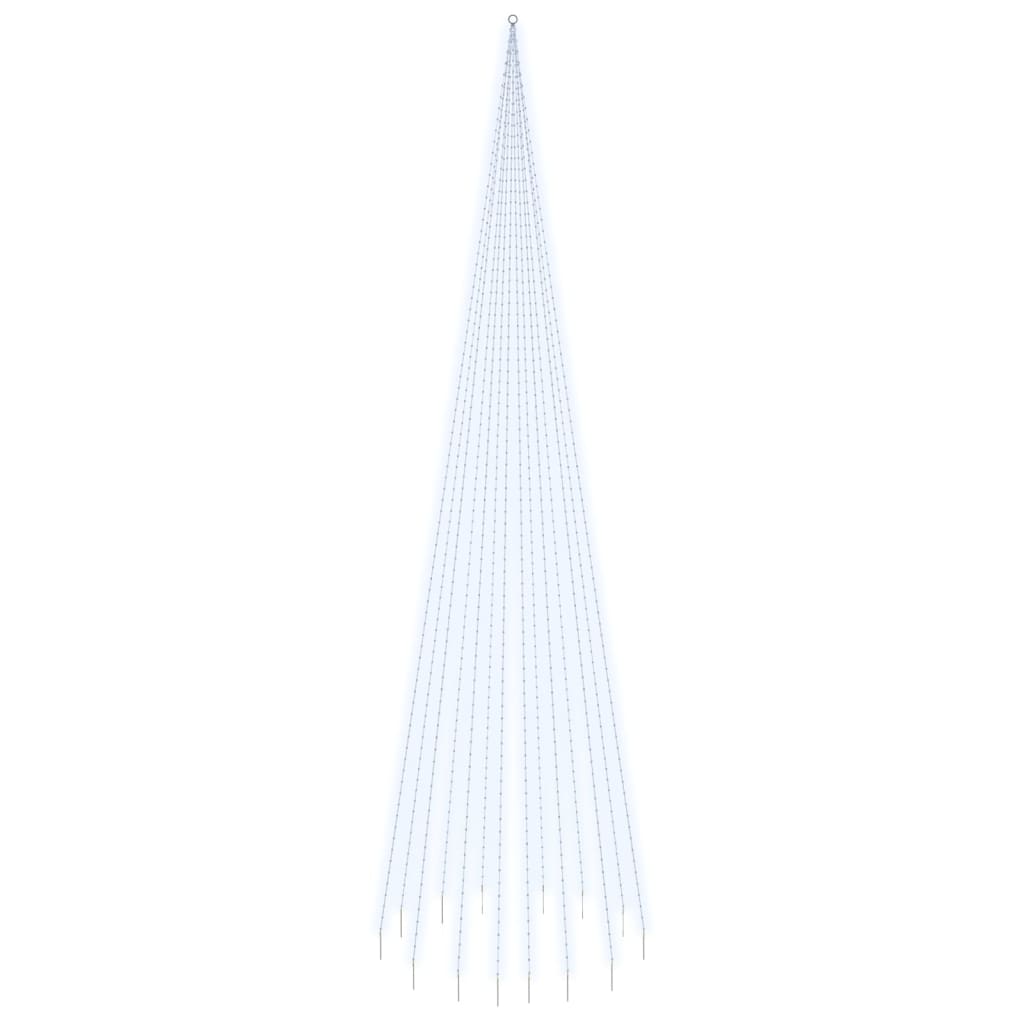 karácsonyfa zászlórúdon 1134 hideg fehér LED-del 800 cm