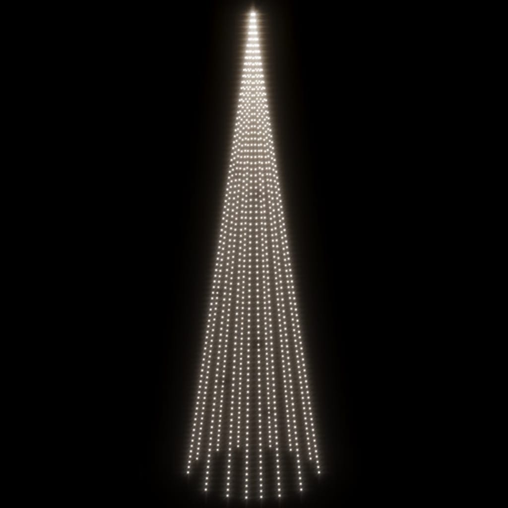 karácsonyfa zászlórúdon 1134 hideg fehér LED-del 800 cm