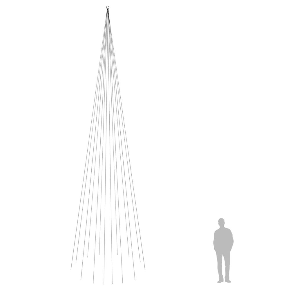 karácsonyfa zászlórúdon 1134 hideg fehér LED-del 800 cm