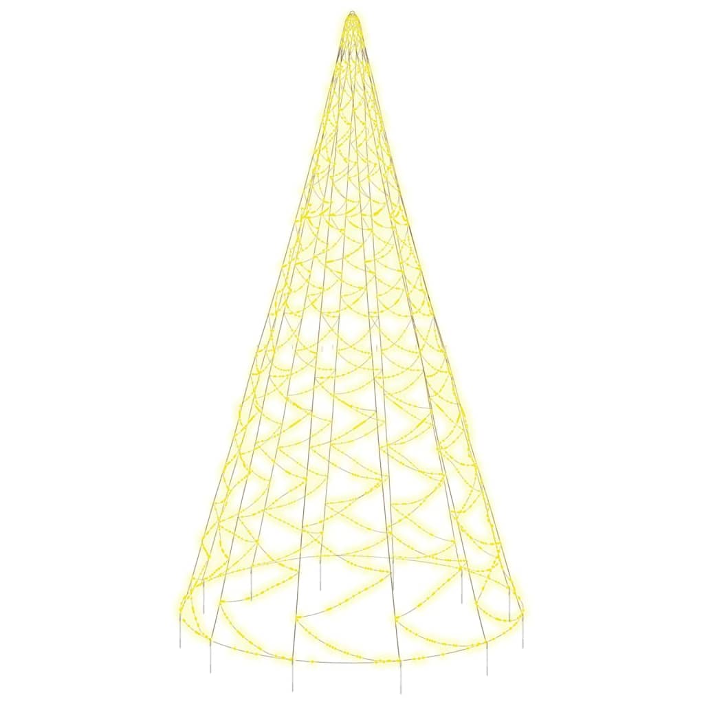 karácsonyfa zászlórúdon 3000 meleg fehér LED-del 800 cm
