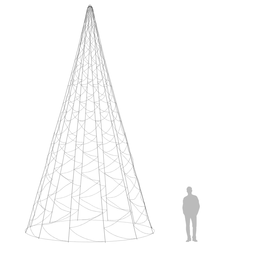 karácsonyfa zászlórúdon 3000 meleg fehér LED-del 800 cm