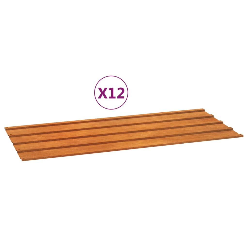 12 db rozsda színű corten acél tetőpanel 100x44 cm