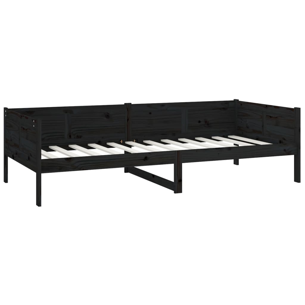 fekete tömör fenyőfa kanapéágy 90 x 190 cm