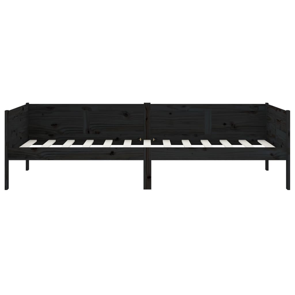 fekete tömör fenyőfa kanapéágy 90 x 190 cm