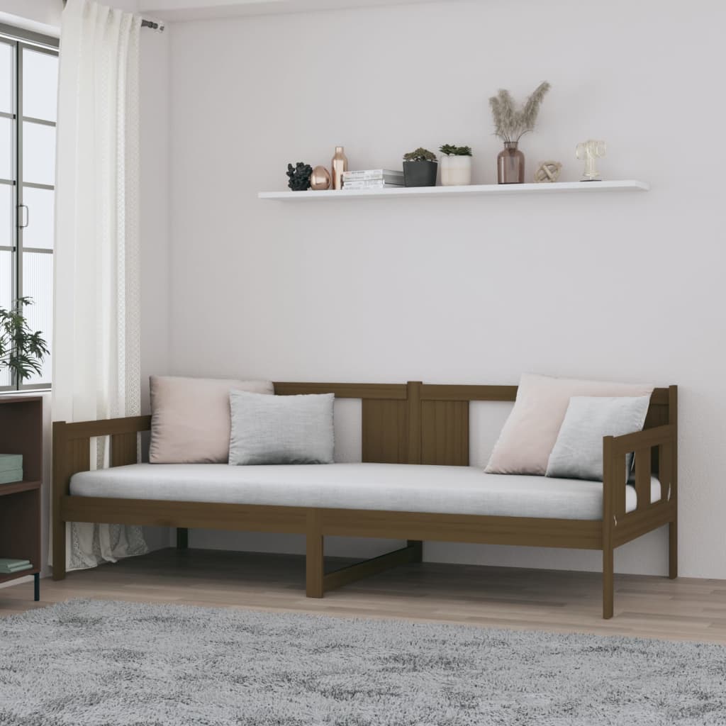 mézbarna tömör fenyőfa kanapéágy 90x200 cm