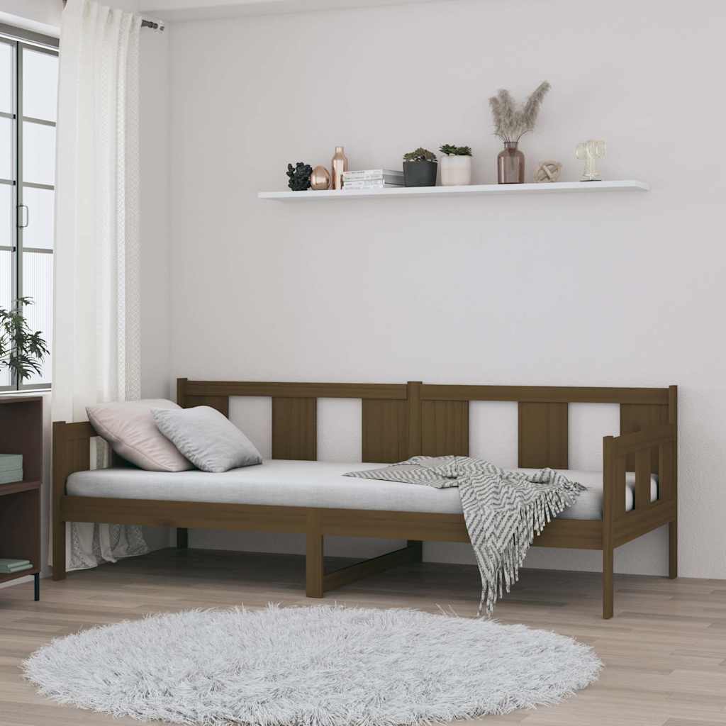 mézbarna tömör fenyőfa kanapéágy 90 x 190 cm